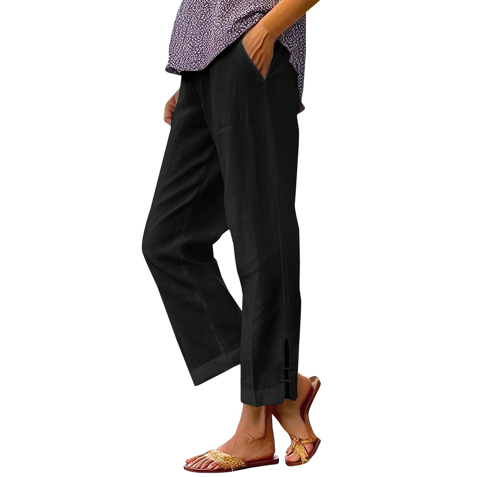 Generisch Pantalon long en mousseline pour femme