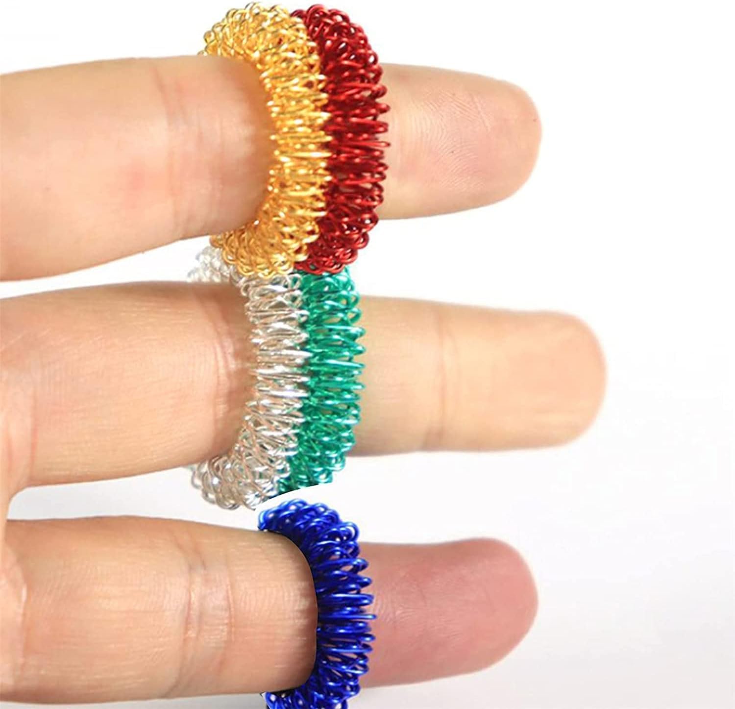 7Pcs Multicolor Finger Massage Rings Prickly Sensory Acupressure Ring, Color Professional Processed，Manual Massage Balls，Exercise One's Fingers Health Care Products Health and Household,Massage Tools view 2