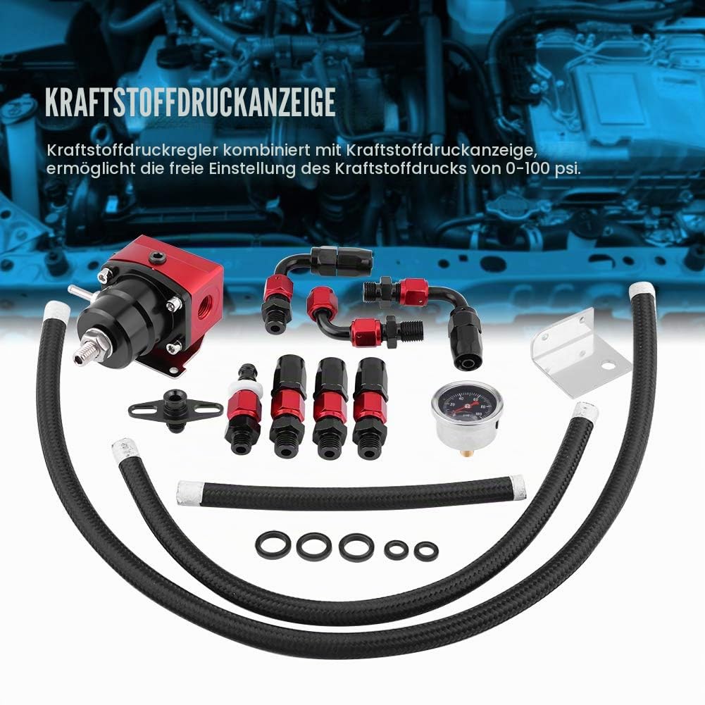 Universal Einstellbarer Benzindruckregler Kit Ölmessstab 0-100psi AN 6