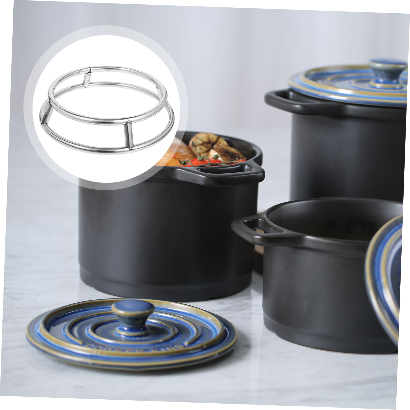 Wok Gestell Edelstahl 2-teilig - Dampfeinsatz & Abkühlgitter