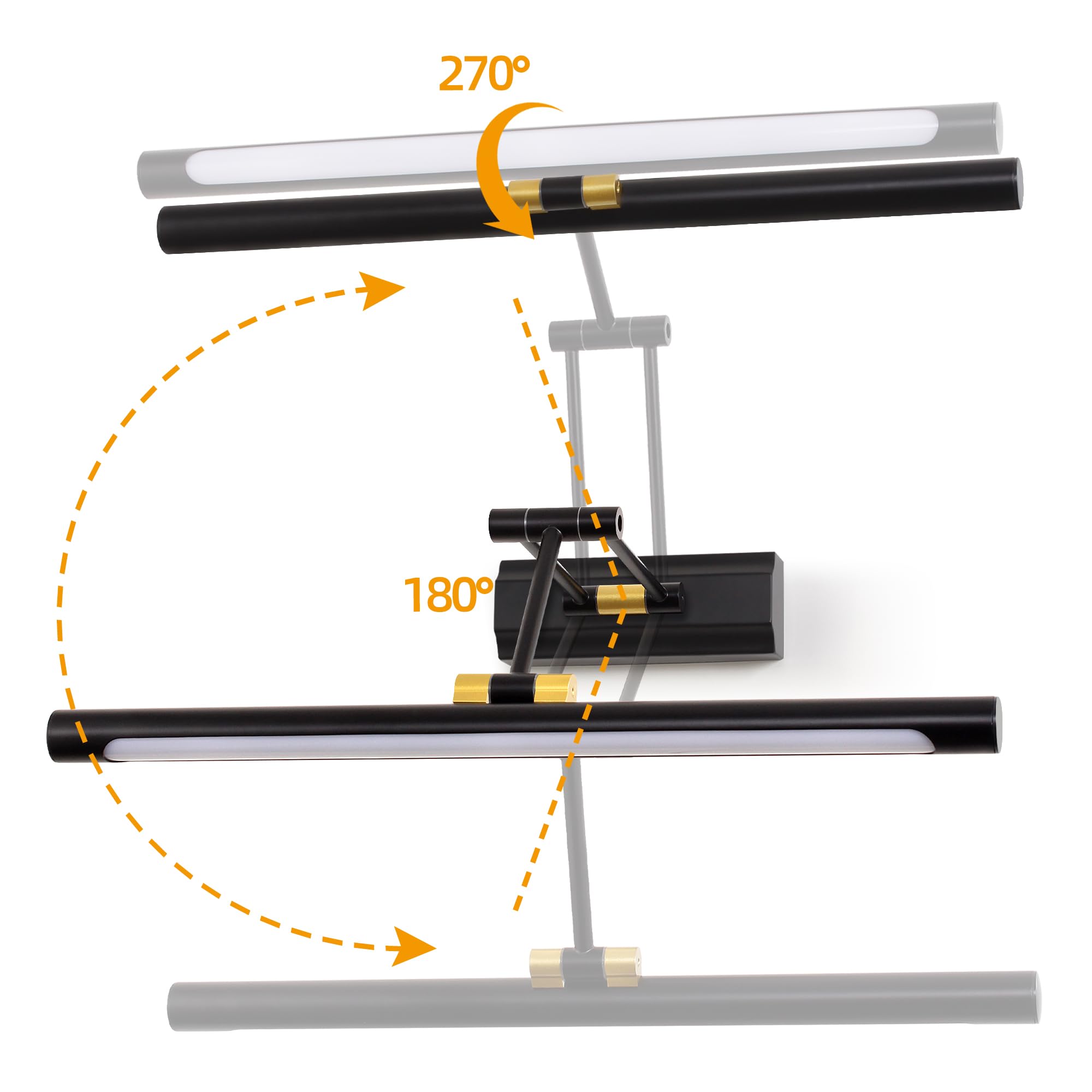 8W Lampa ścienna LED na lustro łazienkowe, 43cm nowoczesne oświetlenie obrazu, oświetlenie łazienkowe, 4000K oświetlenie wewnętrzne garderoba obraz olejny make-up 270° obracana