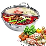 Yuanyang Hot Pot, Olla Caliente De Acero Inoxidable Con Divisor De Ollas De Cocción, Cocina De Inducción Con Separación De Dos Sabores Para Cocina De Inducción Eléctrica Con Estufa De Gas(34cm)