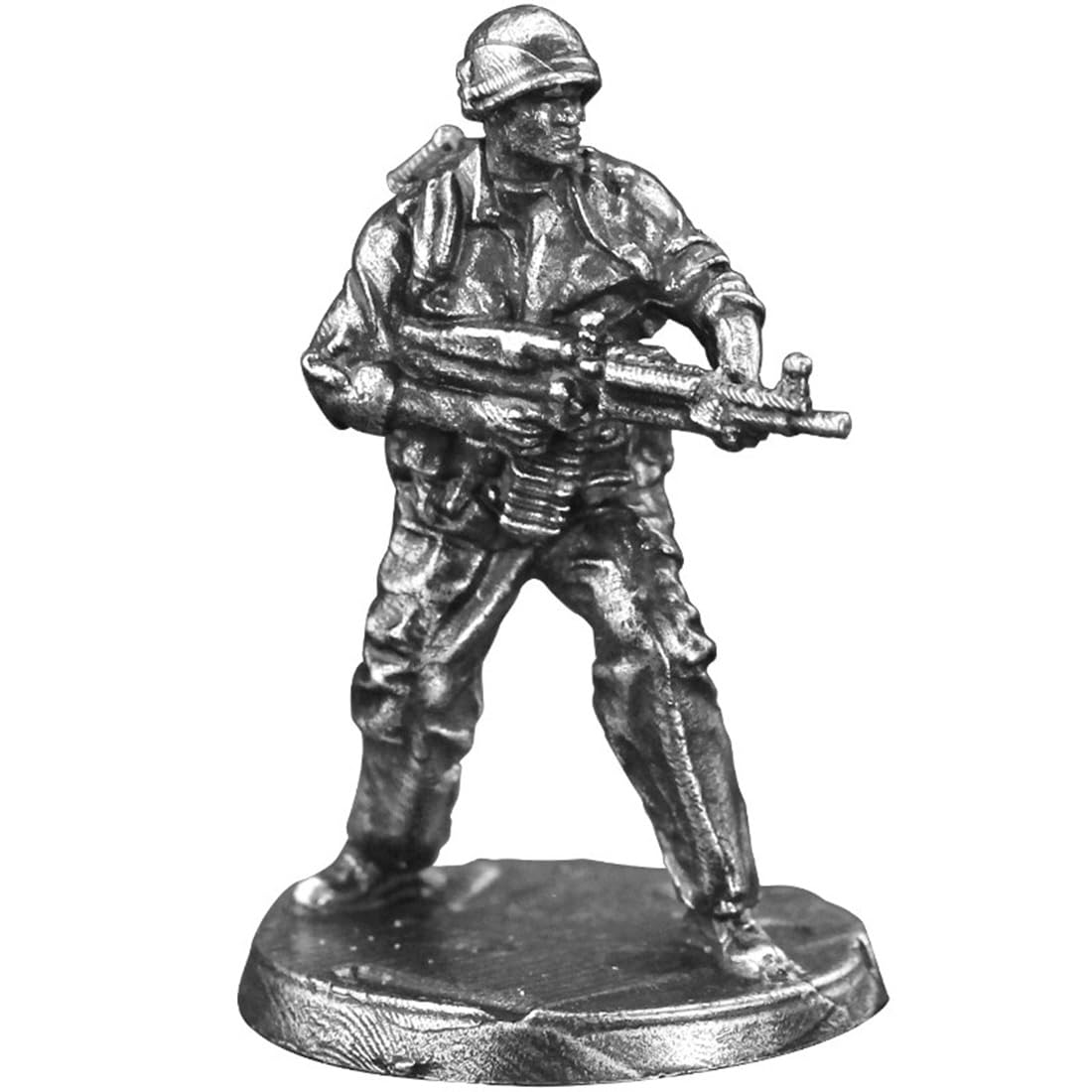 Figuras de soldados en miniatura del ejército estadounidense de latón blanco macizo – Juego de coleccionistas militares (8 piezas)
