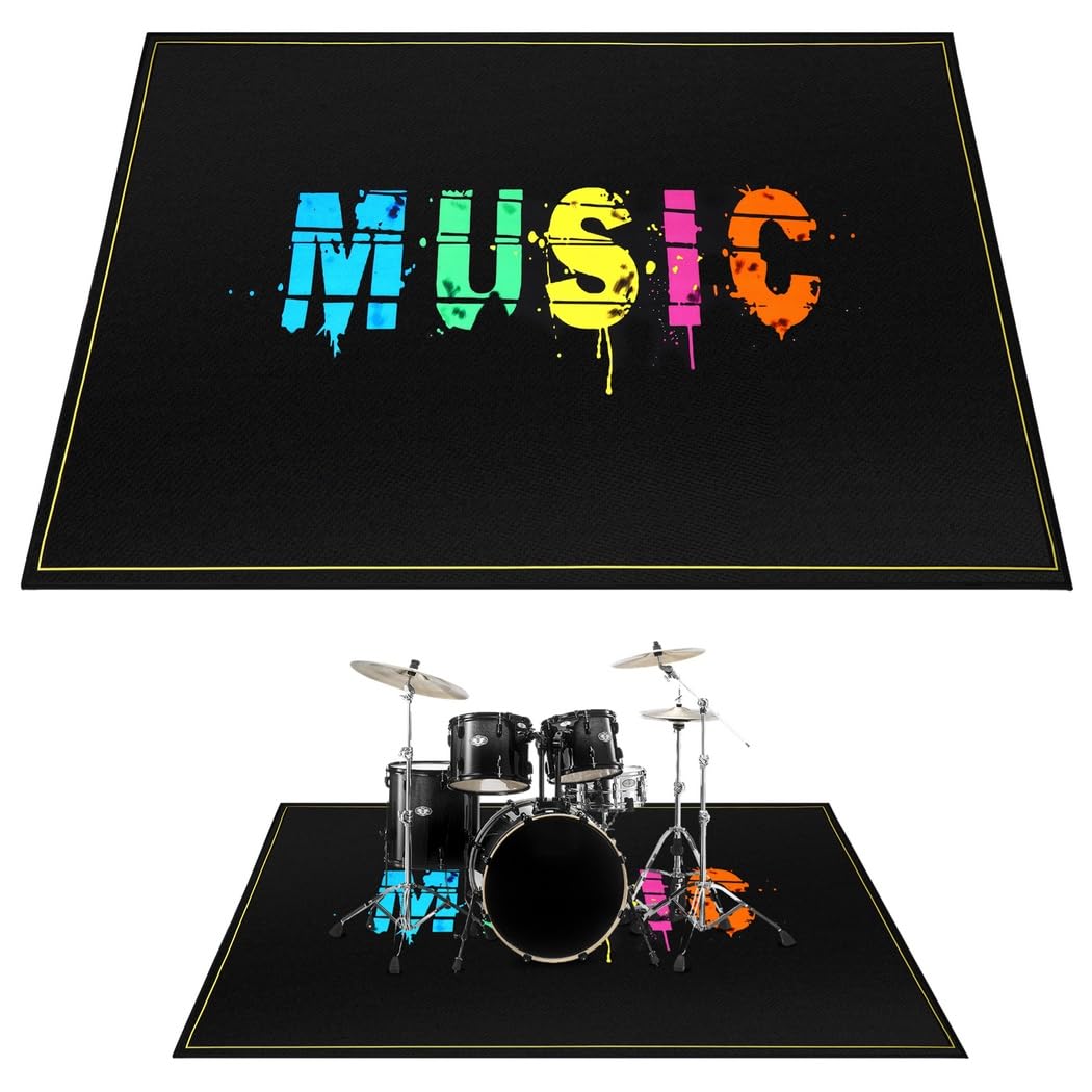 Schlagzeugteppich, Schlagzeugmatte, Elektrischer Schlagzeugteppich, Schalldichte Teppichpolster, Schlagzeugzubehör für E-Drums, Jazz-Drum-Set, Geschenk für Schlagzeuger, Schlagzeugzubehör,47"x63"