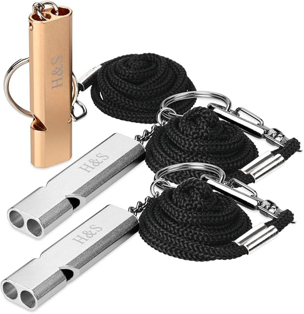 H&S Emergency Whistle 3pcs Survival Safety Whistle with Lanyard for Camping Hiking Outdoor Boating Hunting Sports Dog Training