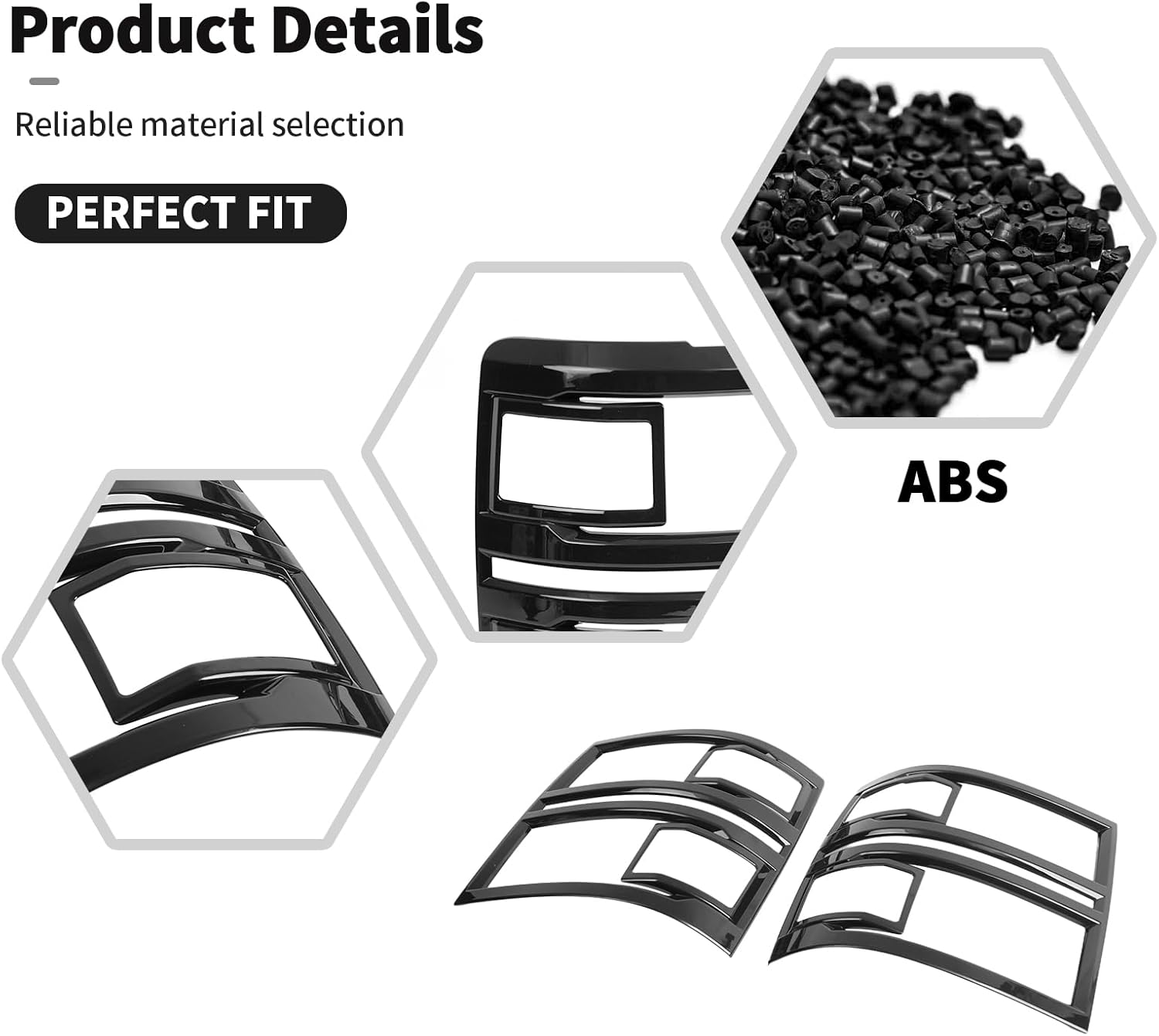 Headlight Bezels Headlight Cover Trim Front Headlight Lamp Guard Trim Protector Cover fit for Chevy Silverado 2014-2018 Exterior Decoration Guard Kit (Black)