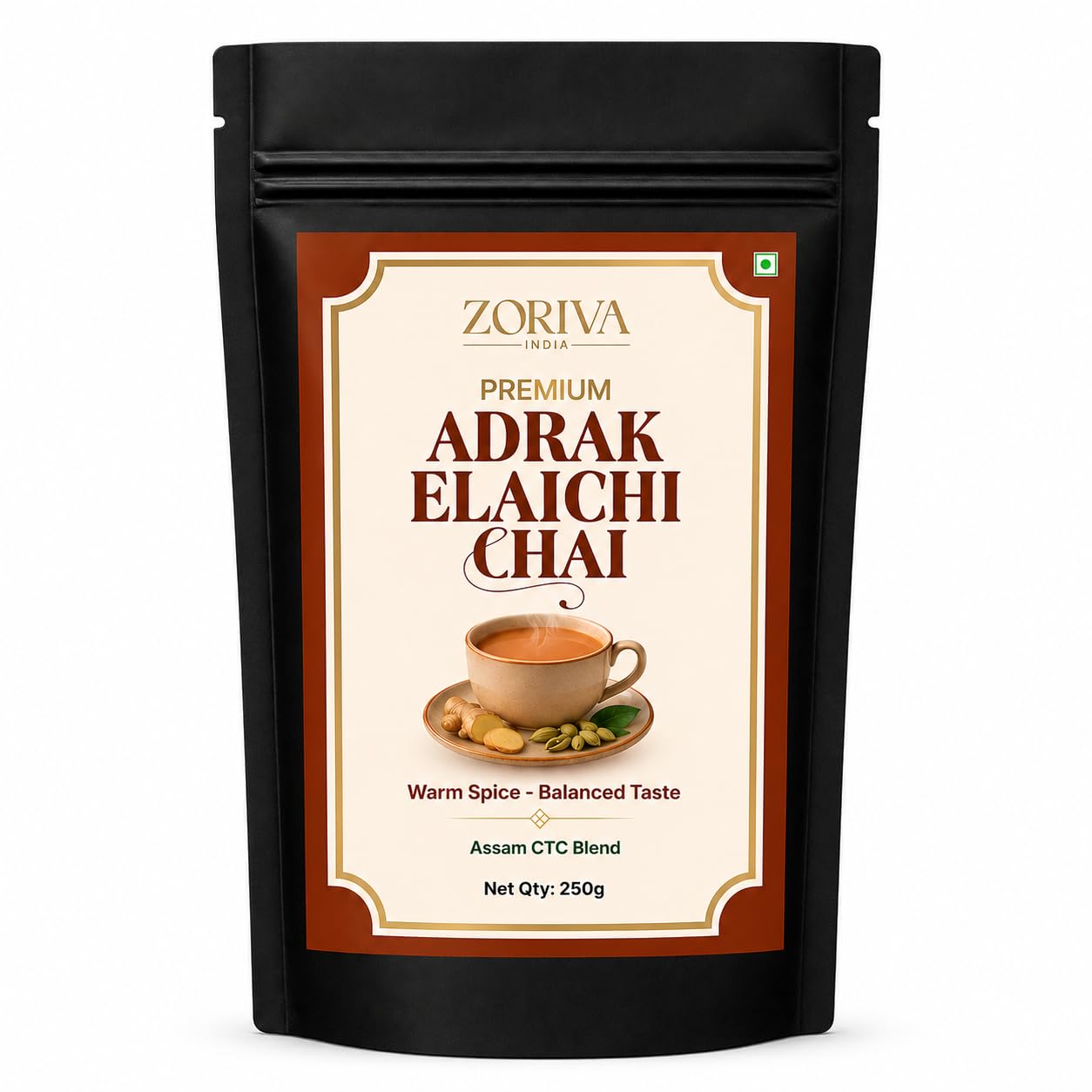 Zoriva Adrak Elaichi Chai 250g | Premium Assam CTC Tea | Ginger & Cardamom Blend | Strong Kadak Taste | Rich Aroma | No Artificial Flavours | Perfect for Milk Chai | Fresh & Consistent Every Cup I Pack of 1-image-5