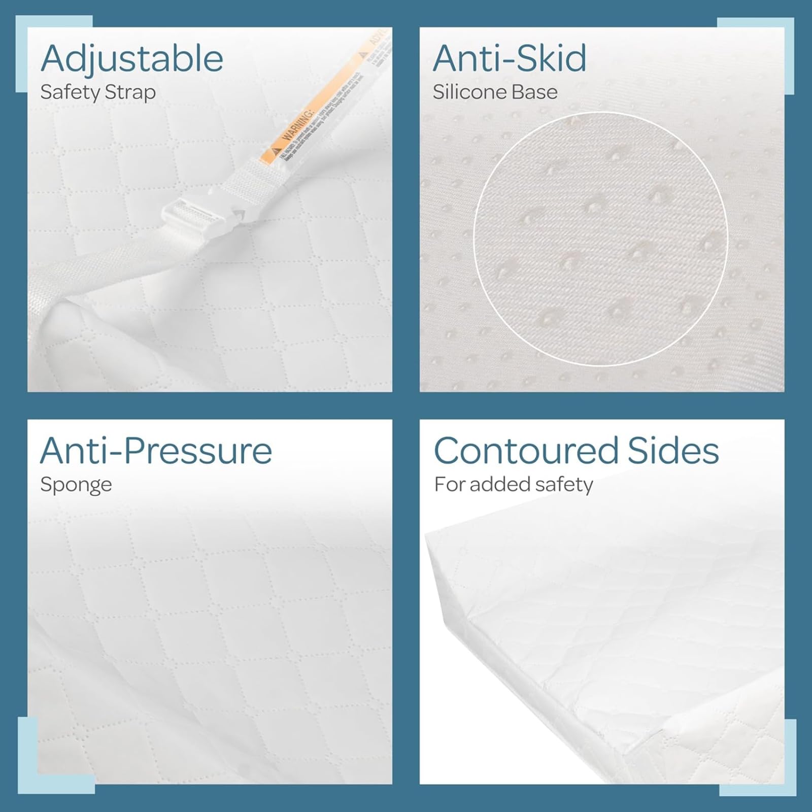 The Autostory Waterproof Contour Diaper Changing Pad – 80 x 40 cm Baby Change Mat with Safety Strap, Anti-Slip Base, Easy to Clean, Lightweight – Fits All Standard Changing Tables & Dresser Tops - Image 7 thumbnail