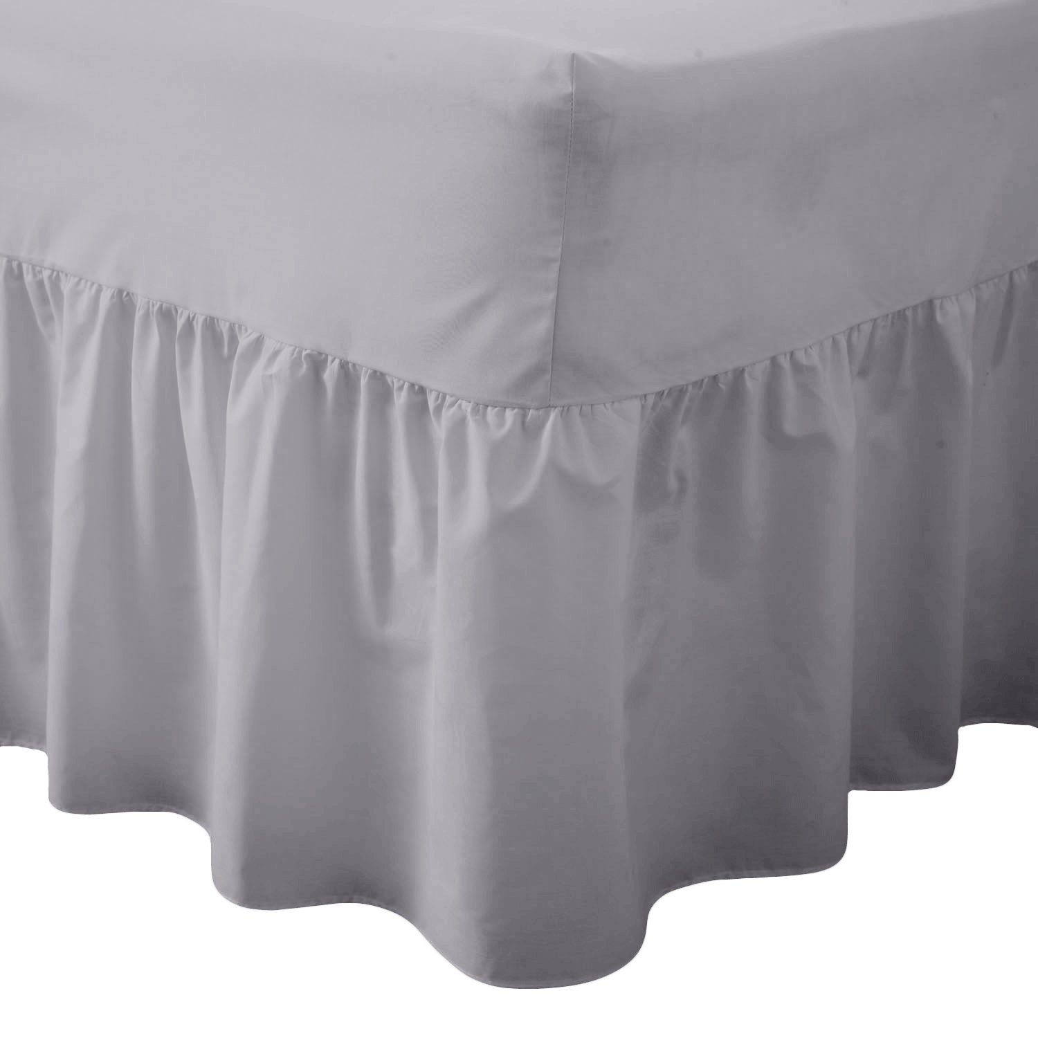 EXTRA DEEP FITTED BED SHEETS NON IRON LUXURY PERCALE COTTON RICH VALANCE FITTED SHEET PLEATED BRUSHED COTTON BEDDING DOUBLE BED SET FLAT SHEET FRILLED (Super King, Grey) โ image 1