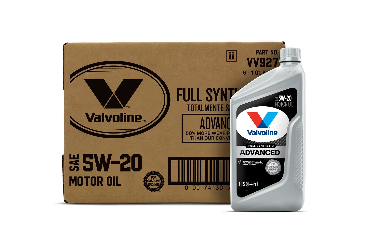 Valvoline Advanced Full Synthetic SAE 5W-20 Motor Oil 1 QT, Case of 6
