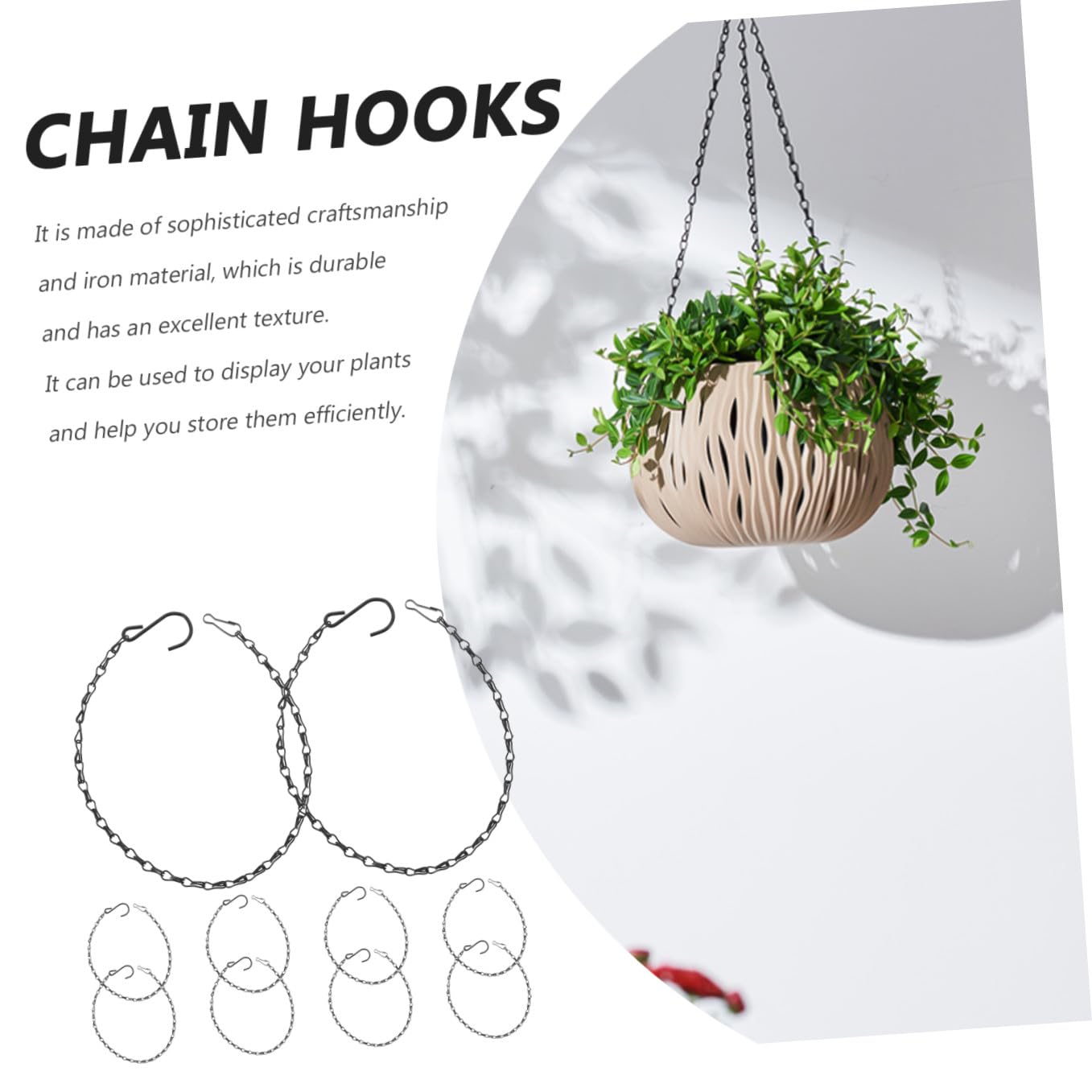 BESPORTBLE 5 Sätze Hängende Kette Pflanzendeko Pflanzenzubehör Lampionkette Pflanzenhängekette Weidenkorb Vogelhäuschen Hängen Bahnhof Blumenkorbkette Blumentopfkette Eisen Black 10 Stück * 5