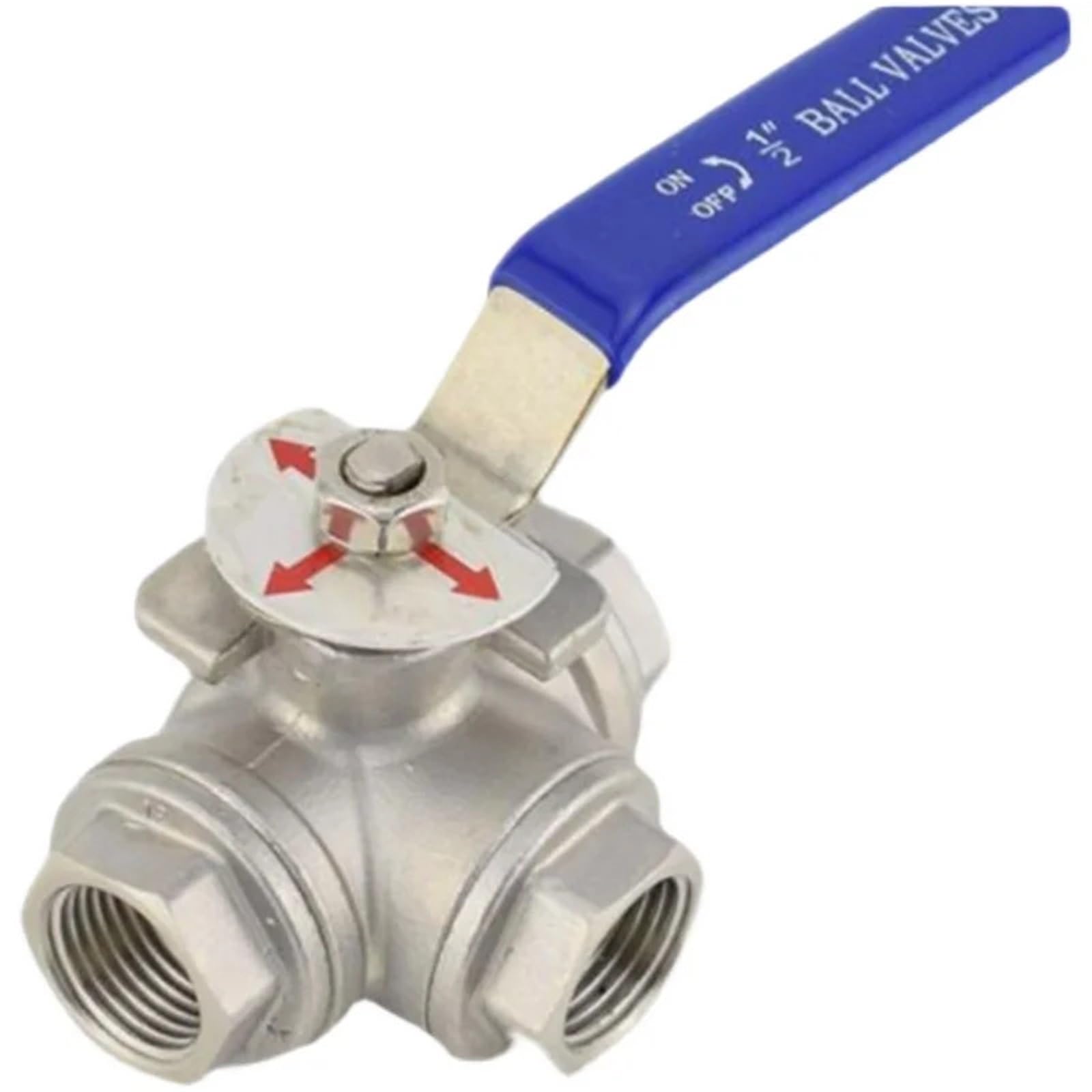 Válvula de bola de acero inoxidable 304 de tres vías DN15 de 1/2 pulgada tipo L para fontanería