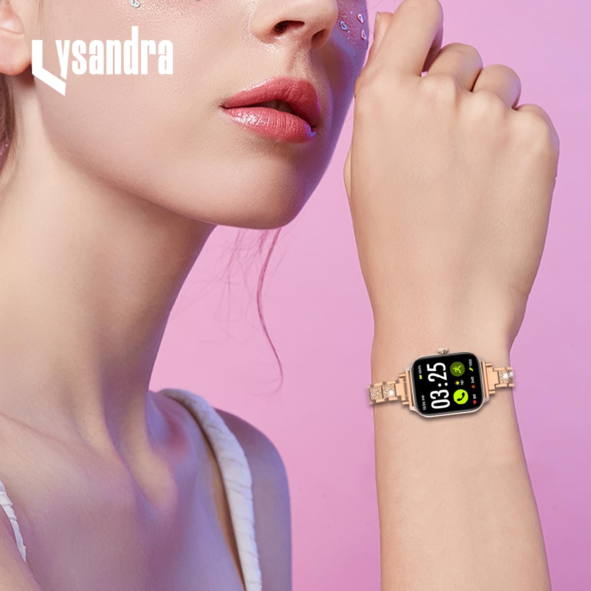 LYSANDRA Correas compatibles con Spade Co Health Smartwatch 4 para mujer, correa de repuesto fina de diamante brillante para Spade Co Health Smartwatch 4