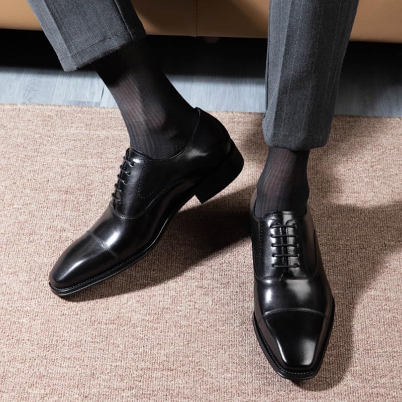 Mens Classic Formal Oxford Shoes Italian Luxury Patent Lace Up Leather Tuxedo Wedding Business Dress Shoes Elegant Comfortable Pointed Toe Classic Genuine Leather Slip On3
