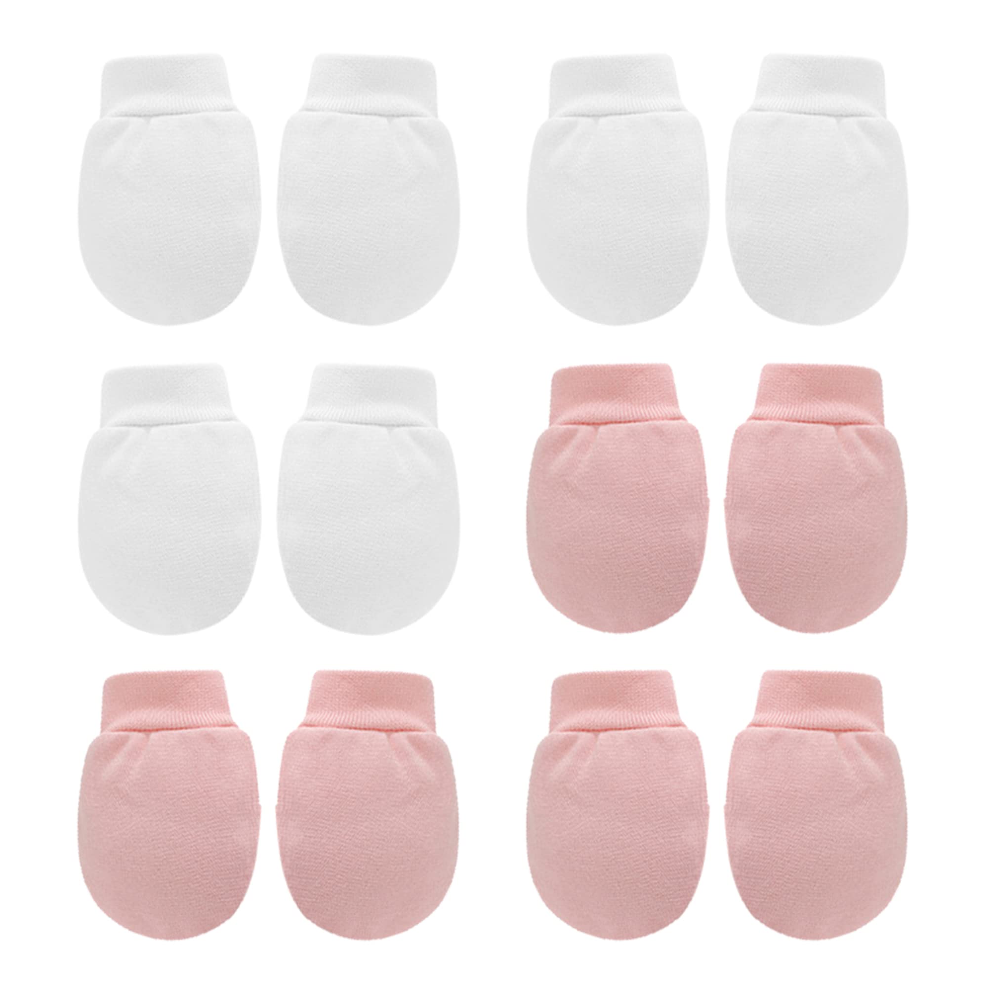 UTTPLL Newborn-Mittens-Infant-Toddler-Scratch Gloves Baby Mittens Baby Gloves No Scratch 0-6 Months Baby Essentials Mittens for Newborn Baby Boys Girls 3 White 3 Pink