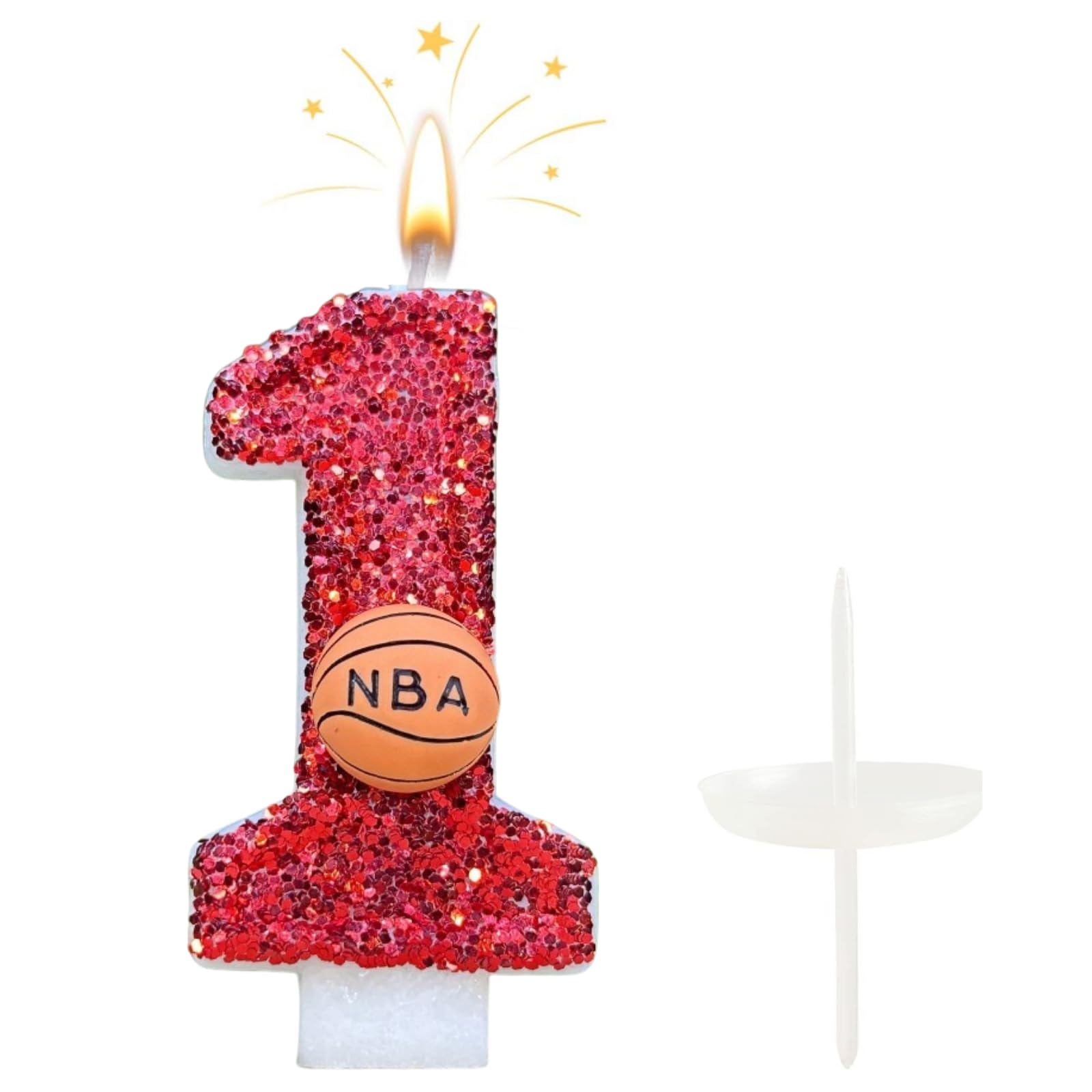 CasaPopz Basketball Birthday Number Candles for Cake Red Number 1 Candle 1st Basketball Cake Topper for Party Anniversary Decorations