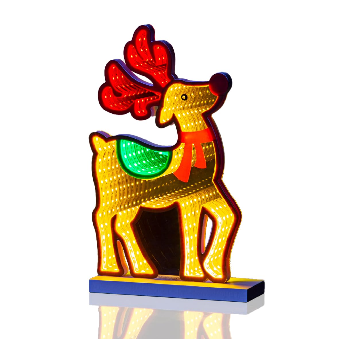 The Christmas Workshop Reindeer Infinity Light/Double-Sided Multi-Coloured Christmas Light / 1.8 Metre USB Cable / 28cm Height (74239)
