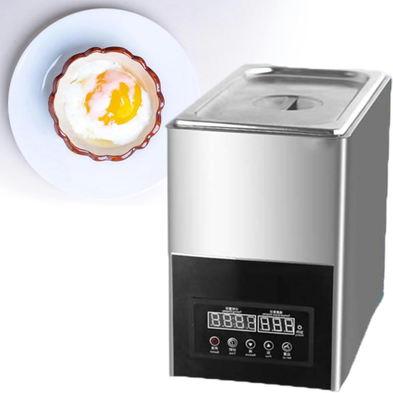 Cocedor de Huevos de Aguas Termales, Gran Capacidad de 9 l, Capacidad para 50 huvos, Huevos pasados por Agua, Calentamiento Inteligente controlado por microcomputadora, Huevos a Medio cocer.