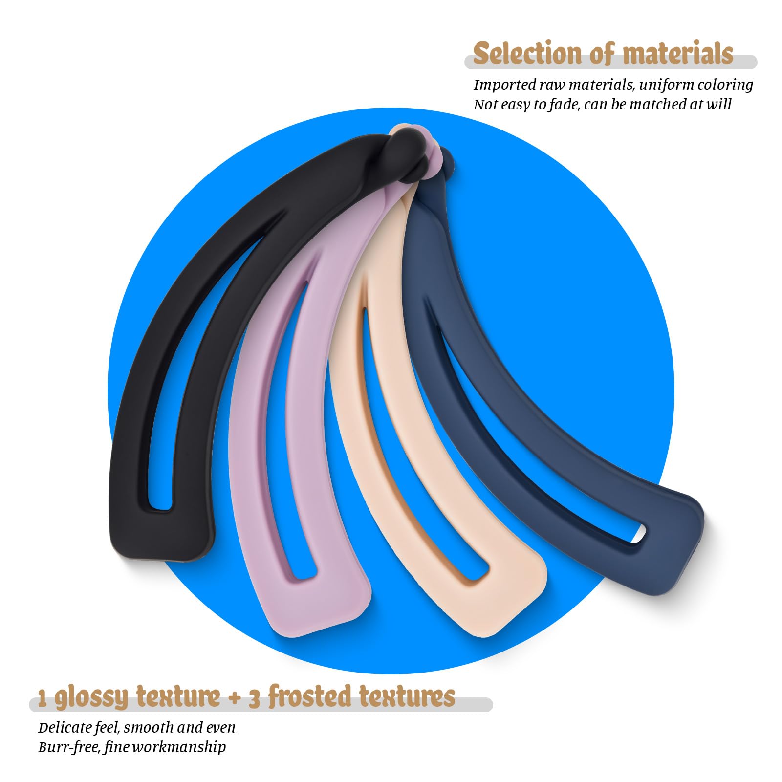 PAITOK 4 Pcs Banana Clips Large Banana Hair Clip Anti-Slip Fish Comb Large Claw Clip Suitable for Women Ponytail Hair Clip Banana Clip Claw Clips for Thick Hair and Thin Hair(Style 2) - Image 4