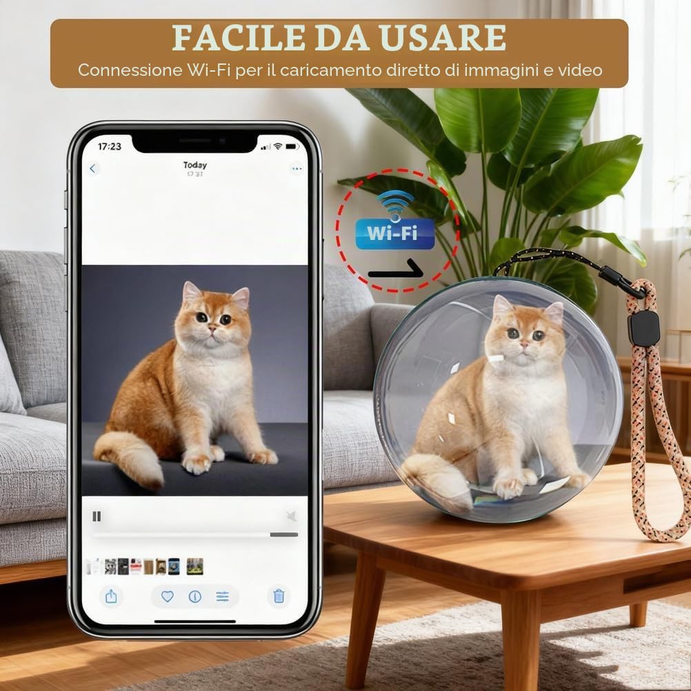 Adius Memory Orb – Sfera Di Cristallo Video 2,7” Con Audio 3D, Personalizzabile Per Anniversario E Regali