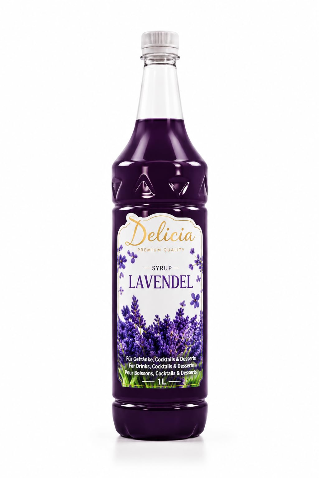 Delicia Lavendel Sirup 1L - Lavendel Getränkesirup für Cocktails, Mocktails, Spritz, Limonade & Desserts - Aromatischer Sirup für Getränke und Toppings