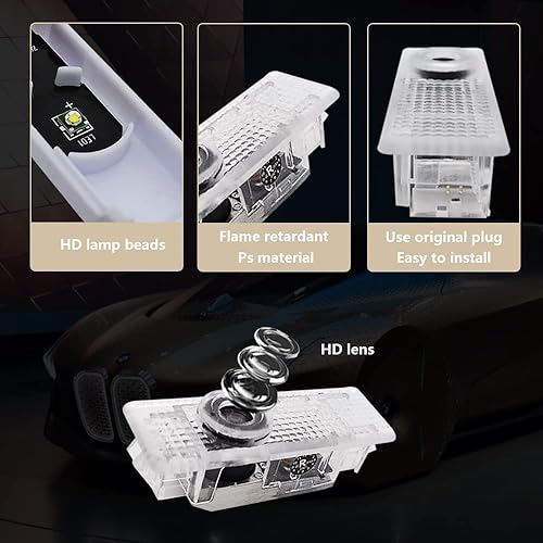 Miniatura 3 de uuakarin 2 luces con logotipo para puerta de automóvil compatibles con BMW Serie 5 G30 520 530 540 518 525, accesorios de automóvil, luz LED de