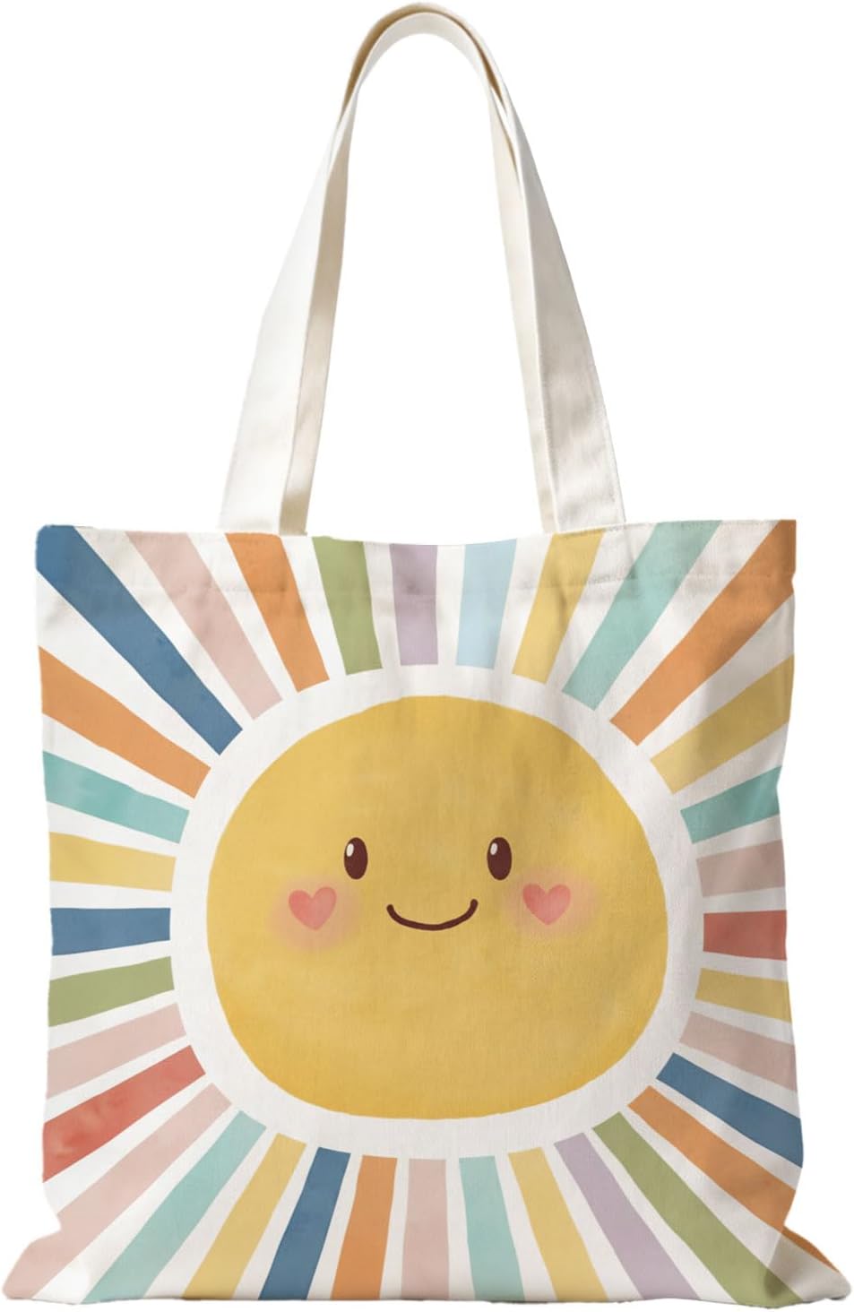 Boho Sun Sunshine Tote Bag, Colorful Canvas Tote Bags, Reusable Grocery Shopping Bag