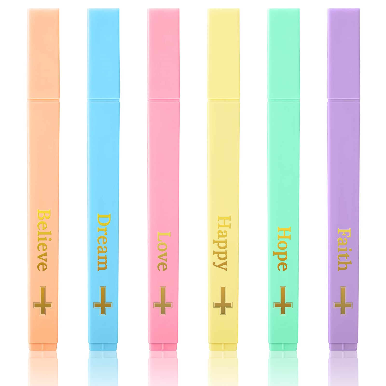 JIXZEN 6Pcs Bible Highlighters, No Bleed Highlighters Assorted Colors, Macaron Colors with Soft Chisel Tip, Cute Highlighter for Bible Study Marking