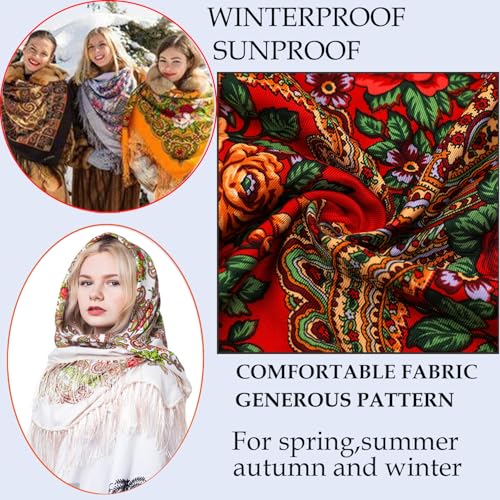 Russian Style Muffler Scarf Women's Traditional Scarf Wrap Tassel Shawl Fringes Neck Head Shawl Retro Scarf3