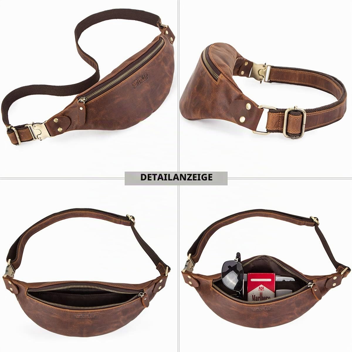 CONTACTS Gürteltasche Bauchtasche Hüfttasche mit Reißverschluss Geeignet für Reise Wanderung und Outdoor-aktivitäten für Damen/Herren (Kaffee)