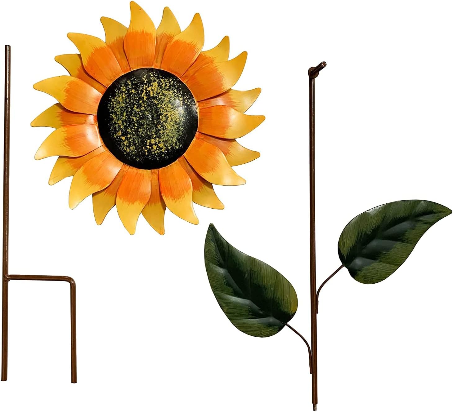 Vintage Metal Sunflower Garden Stake,32 Inches, 2 Pack Planter Stand for Home and Outdoor Decor, Garden Yard Lawn Patio Decor Sunflower Decoration Outdoor