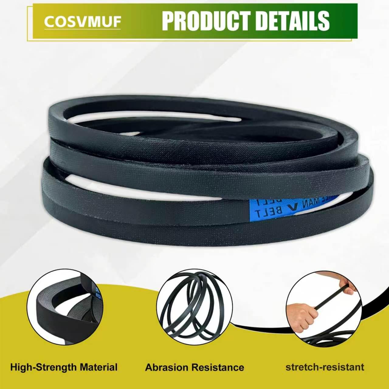 Correa de cubierta para cortacésped, 1/2 x 50 pulgadas, paquete de 2, compatible con Cub Cadet MTD GX20571 Ariens