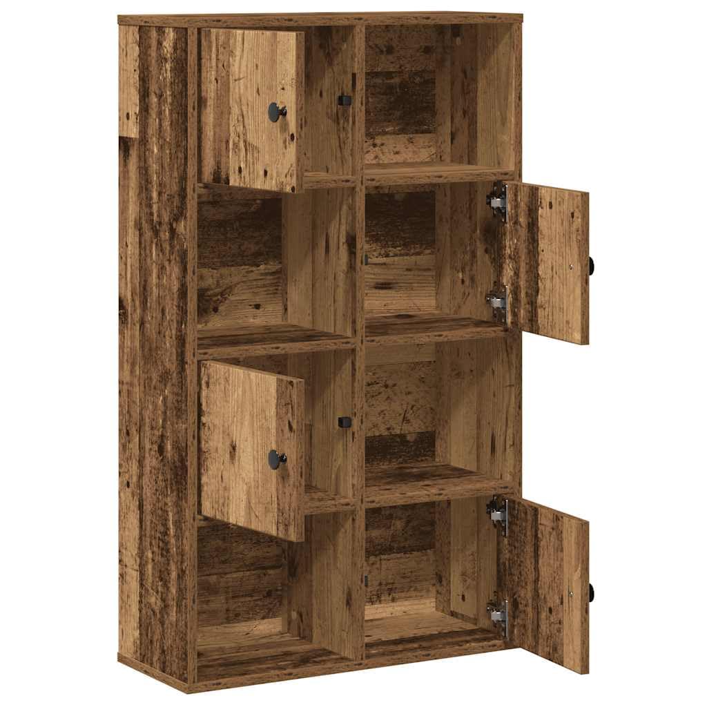Générique Drewniana szafka na książki ze starego drewna 60x24x101,5 cm, półka do przechowywania z elastycznymi drzwiczkami na książki, czasopisma i dekoracje, łatwa do czyszczenia