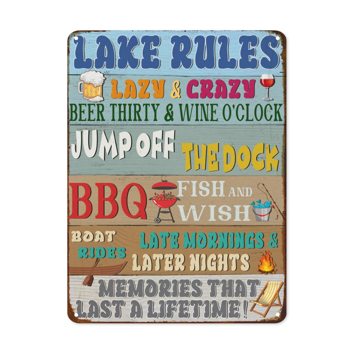 peiyeety Vintage Metal Sign Lake Rules Tin Sign Retro Pool Patio Wall Decor Sign Swimming Pool Metal Tin Sign Outdoor Funny Decor Sign 8"x12"