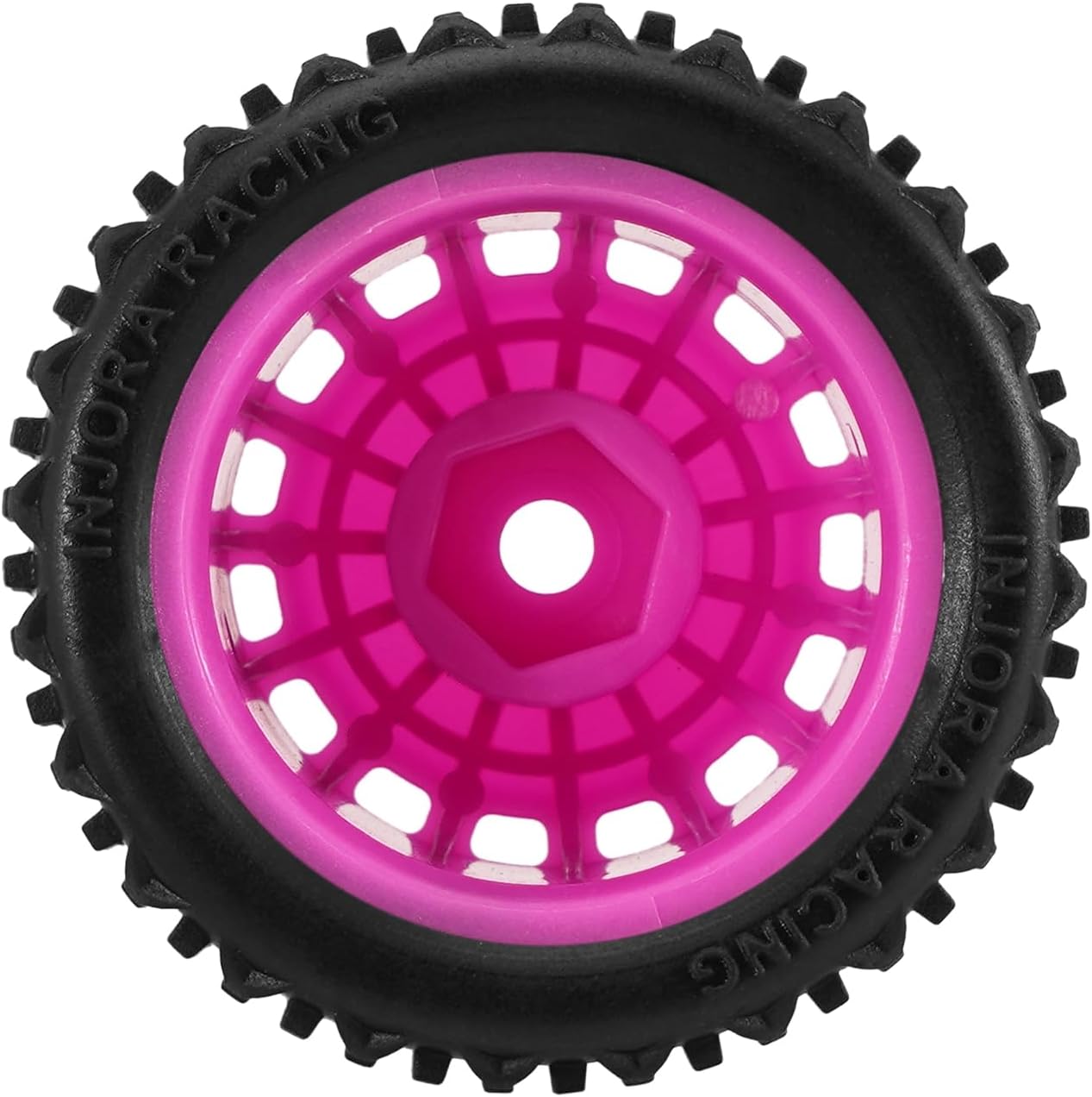 INJORA Pre-Mounted Pin Buggy Tires & Wheels for 1/28 Losi Micro-T, 4pcs(Magenta)