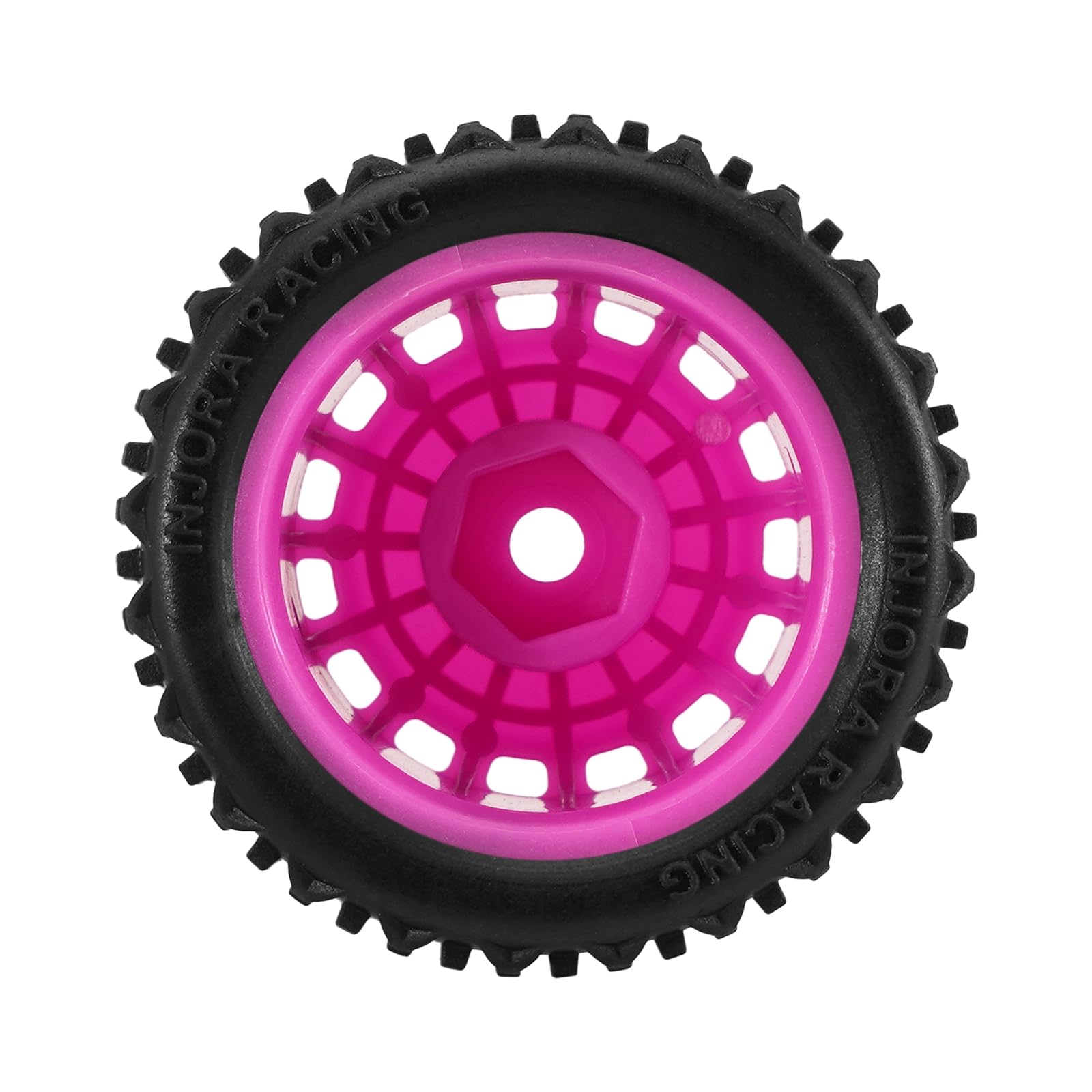 INJORA Pre-mounted Pin Buggy Tires & Wheels for 1/28 Losi Micro-T,4pcs, Magenta - Image 4