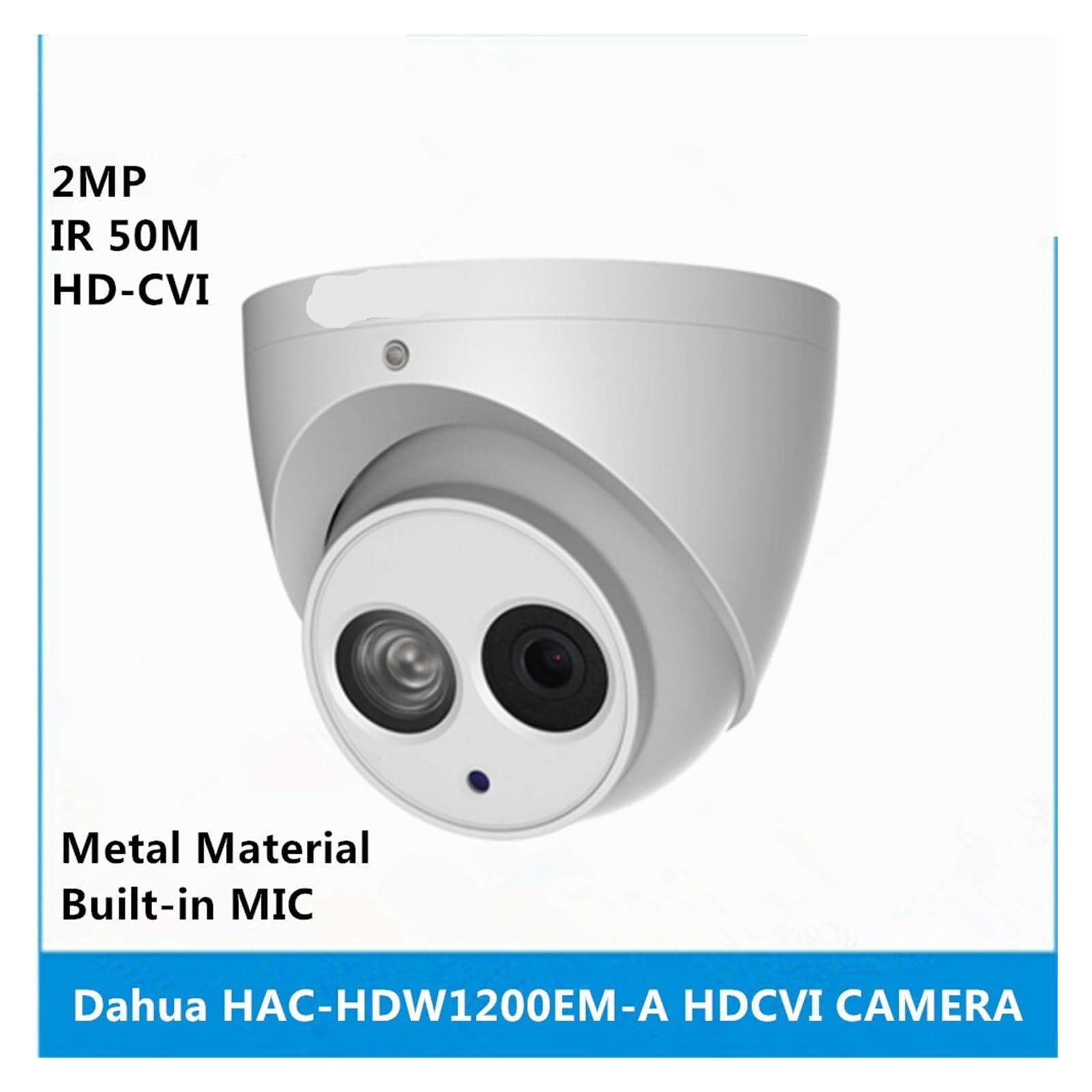 Telecamera Dome Sicurezza HDCVI HAC-HDW1200EM-A | Telecamera Dome HDCVI 2MP 1080P Microfono Integrato Visione Notturna IR 50m Corpo Metallo IP66