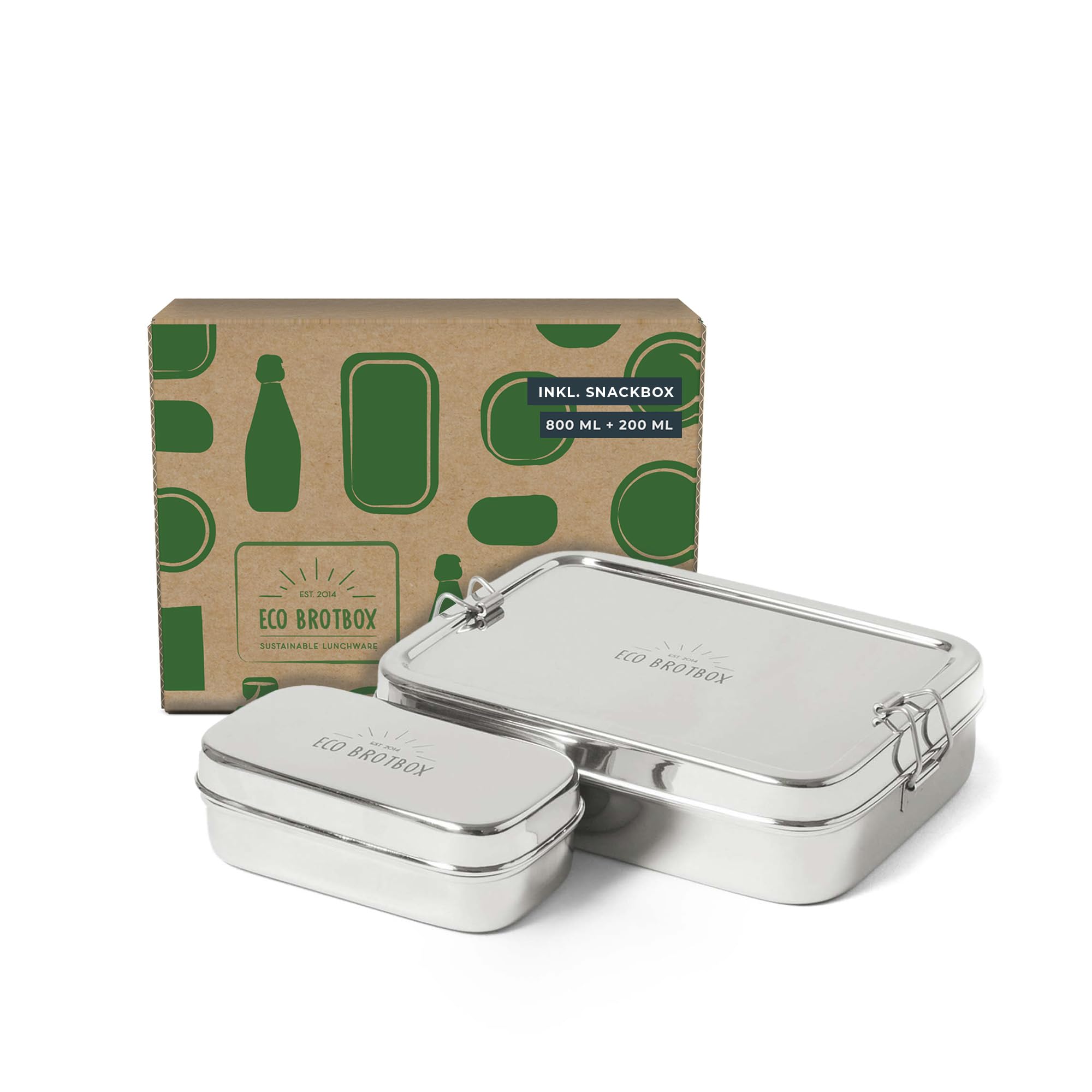ECO Brotbox Brotbox XL inklusive Snackbox | 2in1 Set aus flacher Brotbox und Snackbox XL (700 ml)
