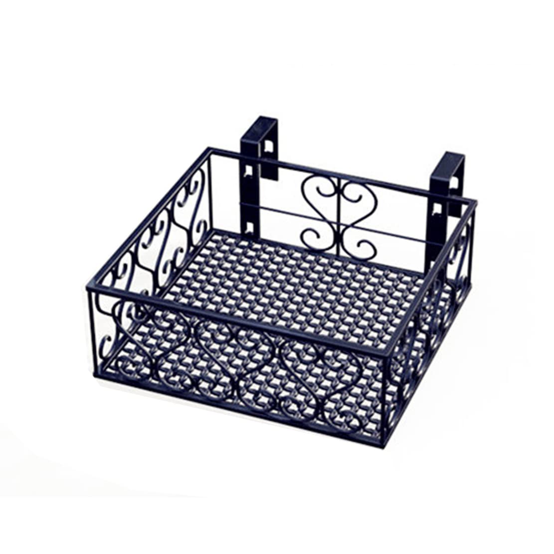Macetero de Metal con barandilla y Ganchos, de Hierro, Rectangular, para balcón, para jardín, Porche y Patio (tamaño: 30 x 20 x 12 cm)