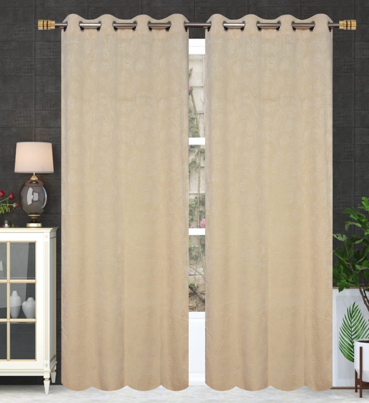 Ultica Fab Velvet Textured Curtain Drapes for Window 5Ft Set of 2, Room Darkening Panels for Bedroom Kitchen Hall, Eyelet Curtains for Home and Office Decor, 4 x 5 Feet, Cream (B0B129L69D) Amazon Price History, Amazon Price Tracker