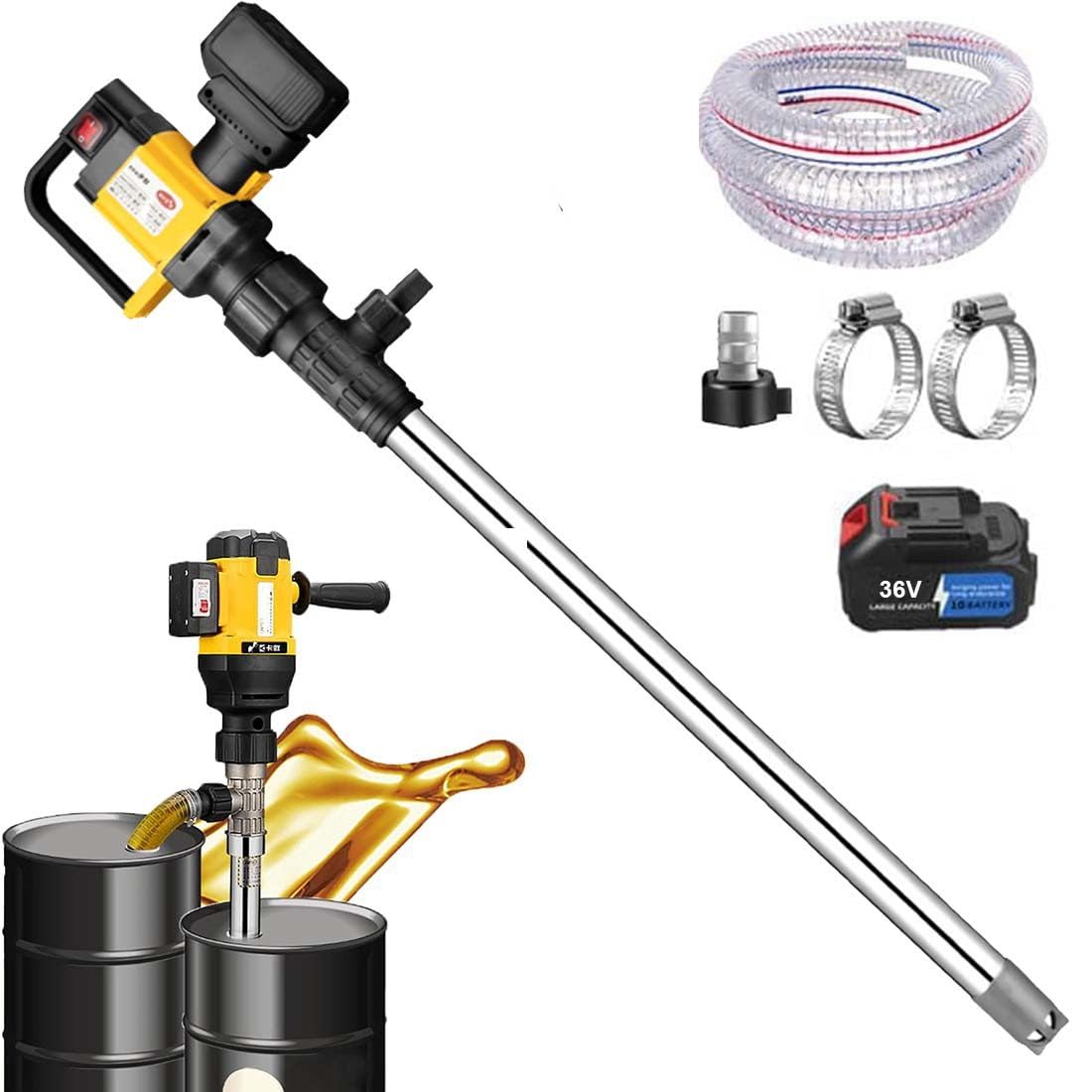 Bomba de transferencia de aceite inalámbrica con motor sin escobillas, flujo ajustable de 10-130 l/min, cabezal de 7 m para aceite de motor, combustible, líquidos de alta viscosidad