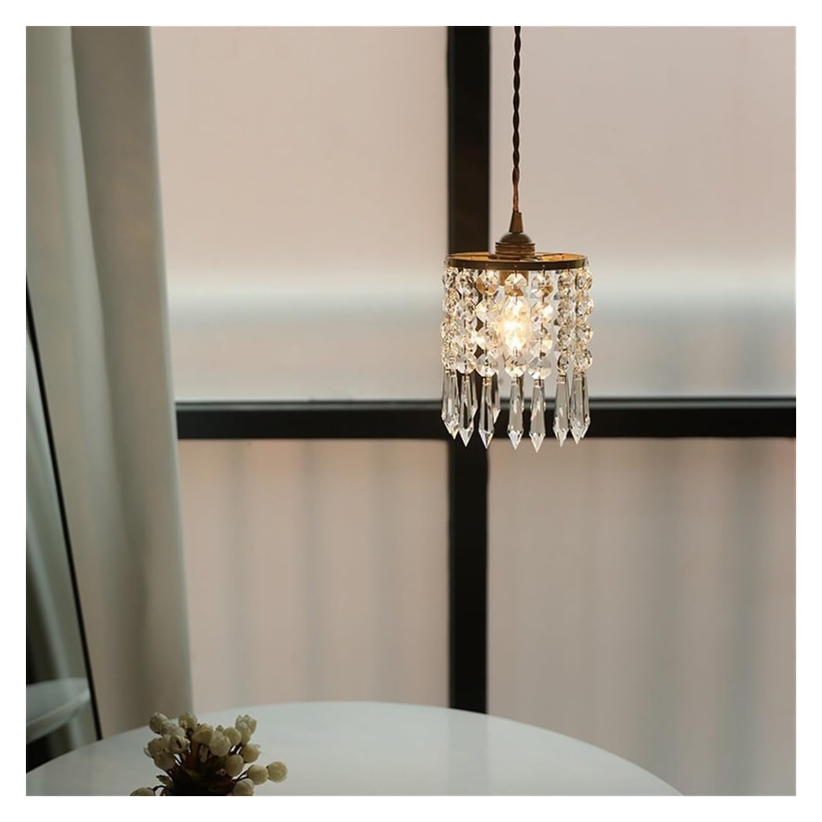 Lampa sufitowa nostalgia kryształowa lampa wisiorka, złota wyspa kuchenna Oświetlenie wisiorka z umywalką z mosiężnym wykończeniem małe urządzenie oświetleniowe pojedynczej głowicy do baru do jadalni