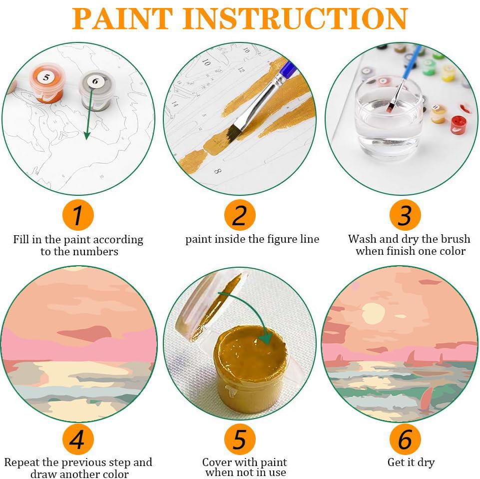 Paint by Numbers Kits - 3 Pack with Frame & Easel -6