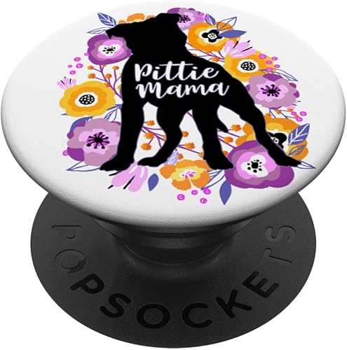 Pittie Mama Purple Flowers Pitbull lover Cute Pitbulls Mom PopSockets Standard PopGrip