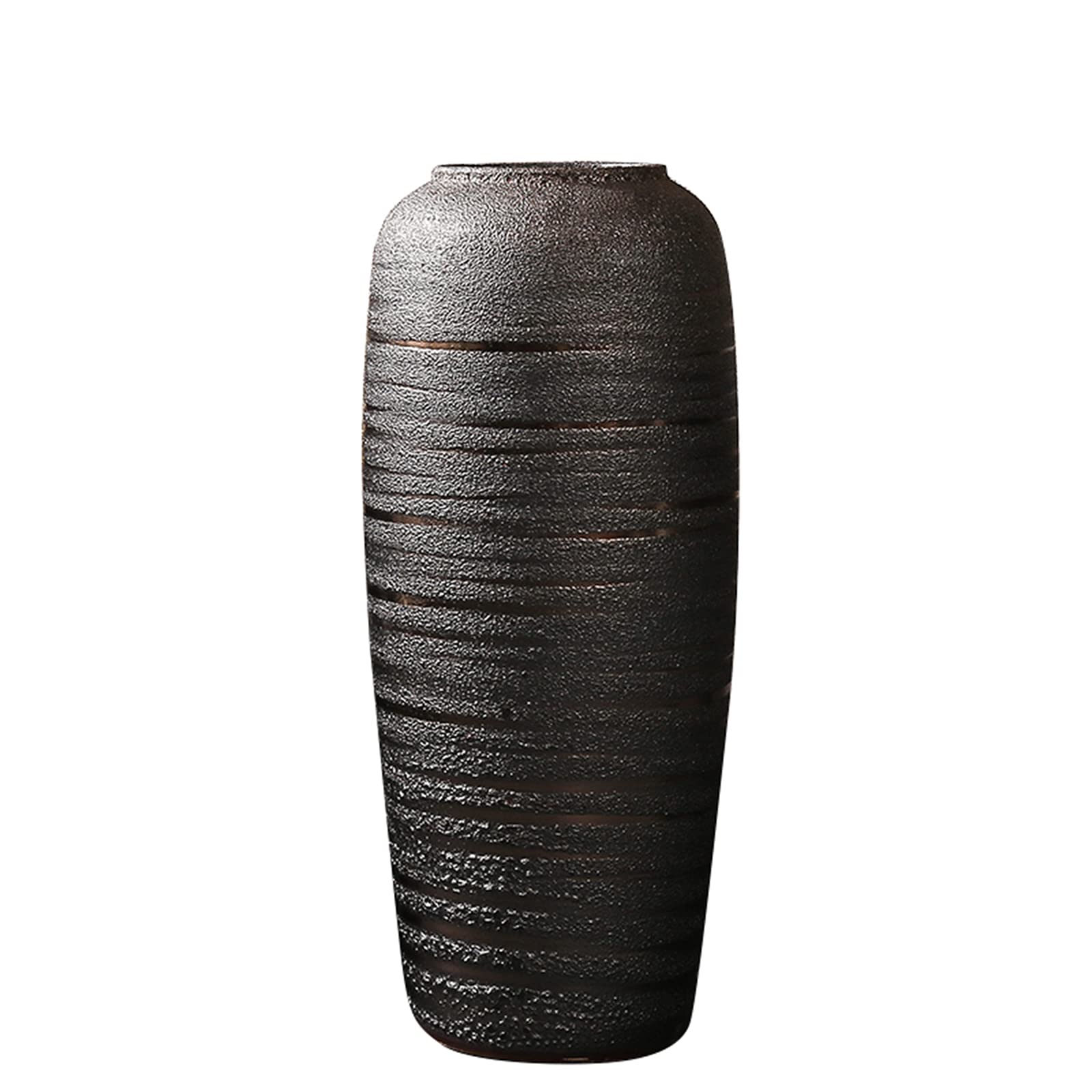 asdchZen Vintage Craft Vases, Earthenware Pot Living Room Floor Decoration Indoor Flower Vase Hotel Lobby Large Decorative Vase,26 * 60CM