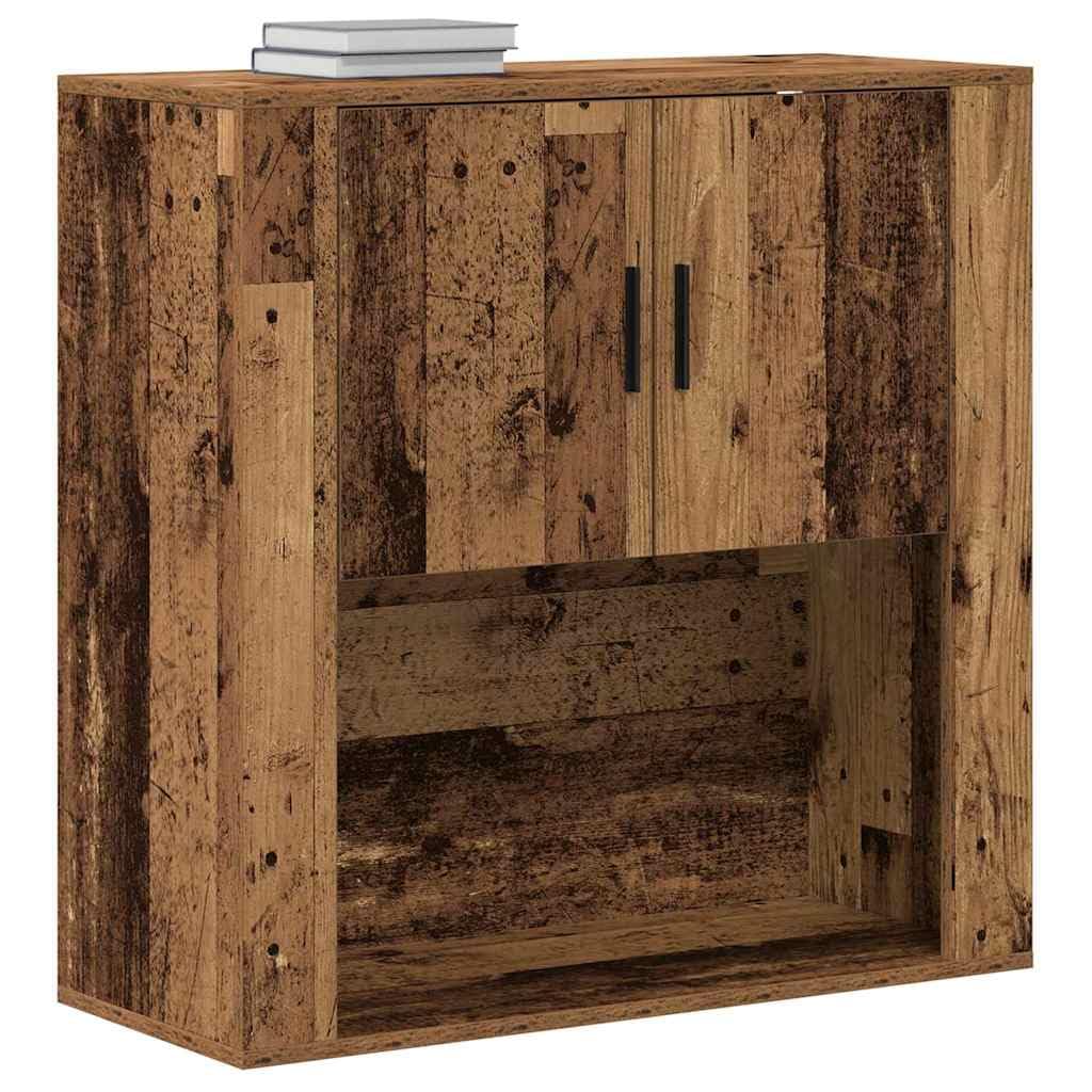 Armadio da parete con scaffale, in legno anticato, 80 x 33 x 80 cm, 2 ante, 2 ripiani, spazio per soggiorno, sala da pranzo, camera da letto, versatile per riporre e organizzare