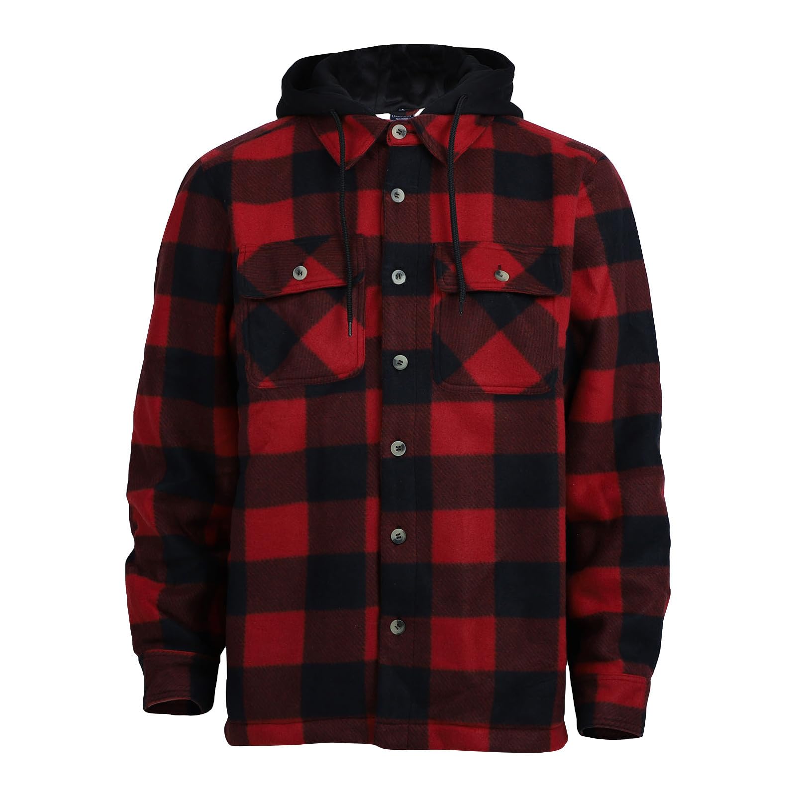 Herren Hemdjacke mit Kapuze Kariertes Flanellhemd Langarm Trachtenhemd Regular Fit Freizeithemd Button Down Holzfällerhemd Karohemd Casual Arbeitshemd mit Brusttasche