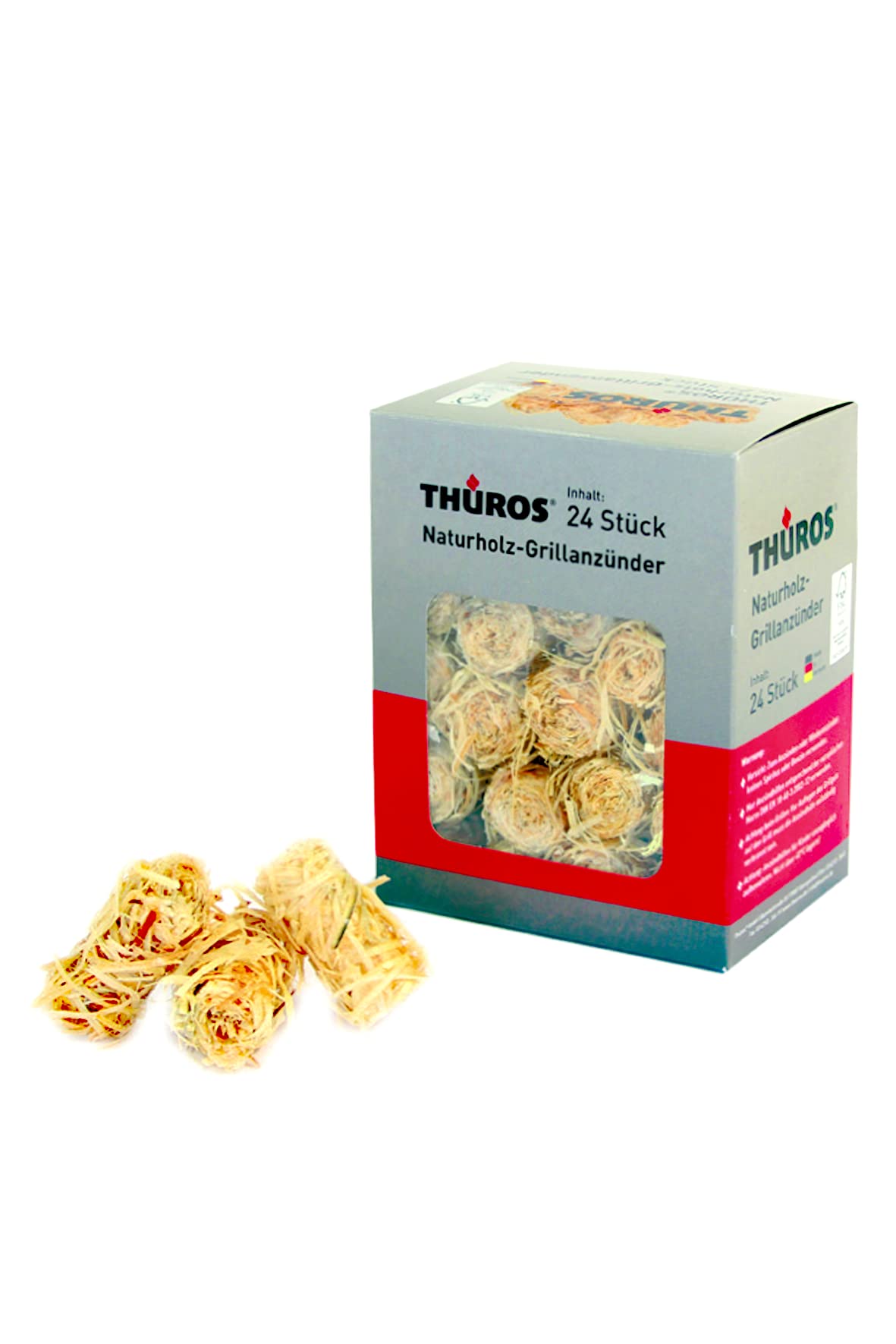 Thüros Wood Wool Lighter, 24 Pieces, For Chimneys, Fire Places And Charcoal