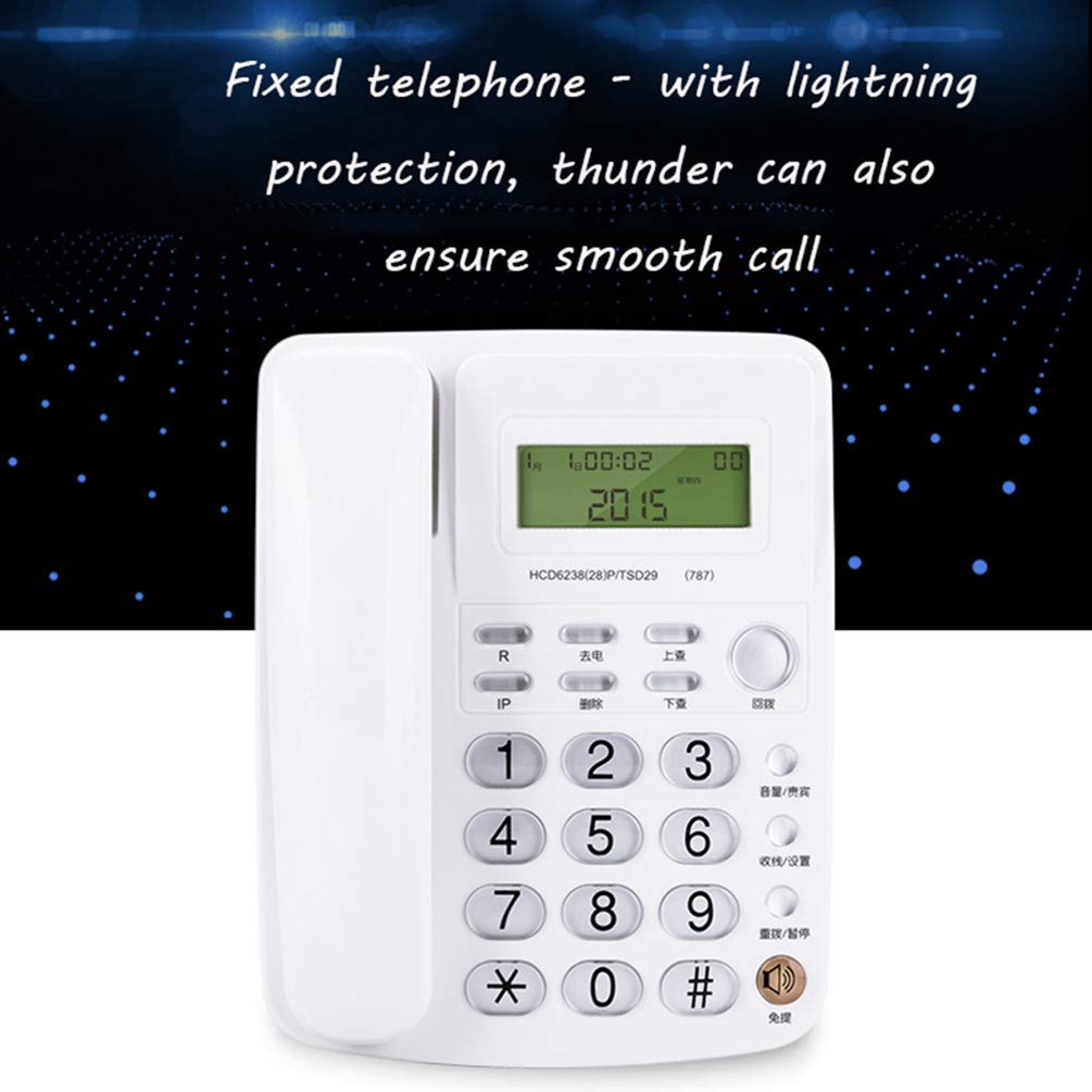 Telefono da scrivania classico a pulsanti grandi, Telefono fisso con grandi pulsanti in cristallo, funzione ID chiamante, senza batteria, adatto for uffici, hotel, scuole(Red)