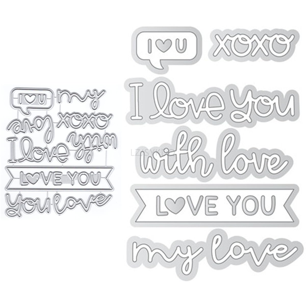 Love You Die Cuts for Card Making, My Love Metal Cutting Dies for Paper Scrapbooking, DIY Stencils for Album Party Wedding Festivals Decoration, KDQ1418 — image 1